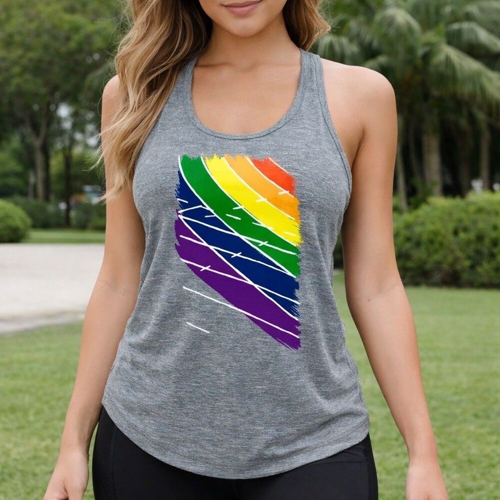 Brooks Distance Graphic Tank Women's Small Run Proud Gray Racerback Colorful